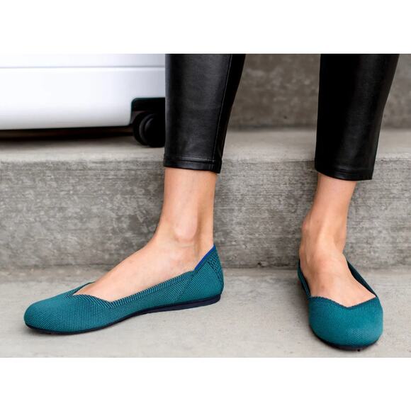 ROTHY'S rothys emerald green round toe Spruce Python recycled ballet flats shoes - Picture 3 of 10